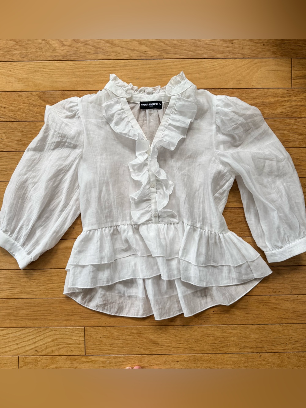 White Ruffle Peplum Blouse Romantic Coquette Top XS